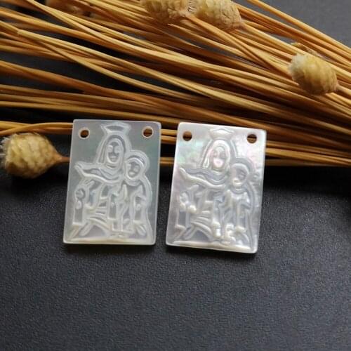 10pcs/lot 12x16mm Natural Lady Mt Carmel Mother of Pearl Shell lady with baby Mount Carmel Mother Pearl MOP for DIY Jewelry
