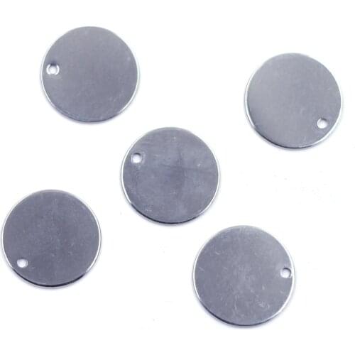 10Pcs Stainless Steel Pendants Blank Cabochon Base Dog Tag Round For Charms Necklace Jewelry DIY Findings 20mm