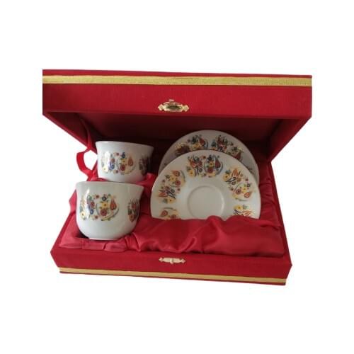 2 motif Hand Decor 2 Person Red Velvet Boxed Coffee Cup Pad Tea Coffee Cups for Tea Coffee Set