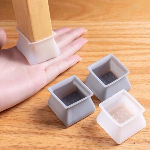 4Pcs Silicone Furniture Leg Protection Cover Table Chair Feet Pad Floor Protector Square Cover for Home Non-slip Home Garden
