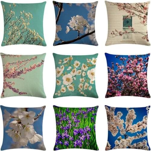 45cmx45cm Pink peach blossoms pattern cushion cover and sofa pillow case Home decorative Whitel Flower Throw pillow cover