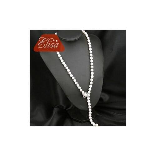 62cm Knotted Pearl Necklaces With Flower Clasp Natural Pearl 8-9mm Fashion Necklace Womens Pearl Jewelry Mum Gifts