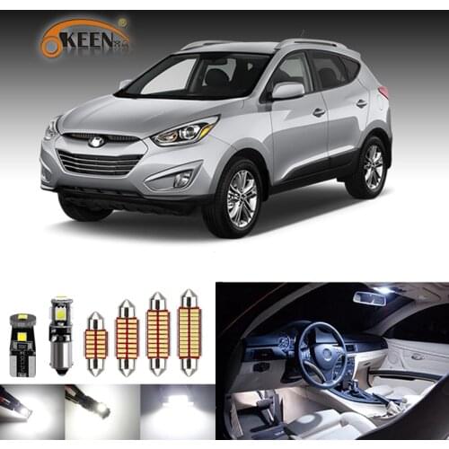 8Pcs Super Bright Canbus LED Interior Car Light Kit For Hyundai Tucson 2010-2015 Map Dome Trunk Plate Light White Bulbs