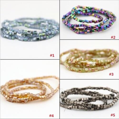 980pcs/lot Green Porcelain 2*2mm Cube Square Beads Glass Crystal Beads For DIY Bracelet Necklace Making Chandelier Light Curtain