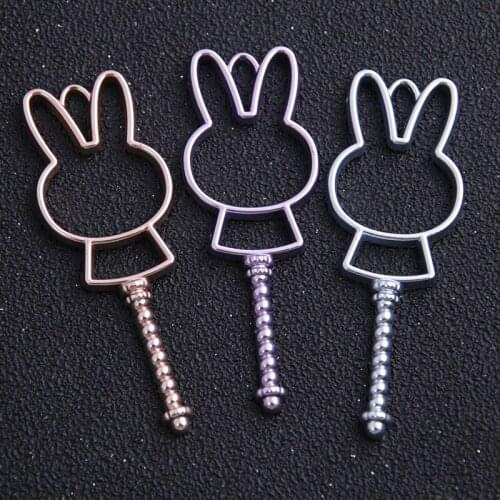 4pcs 23*64mm Three Color Alloy Jewelry Accessories Rabbit Charm Hollow Glue Blank Pendant Tray Bezel