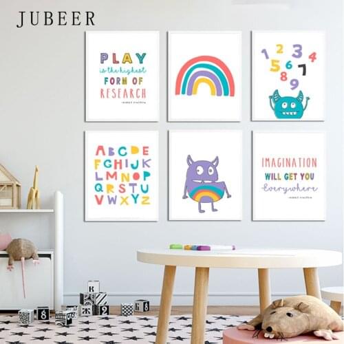 Alphabet Poster Digital Table Canvas Prints Nursery Art Childrens Wall Art Picture for Living Room Home Decor Posters for Kids