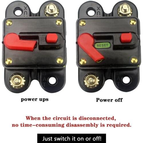 Car Self-Recovery Circuit Breaker Black Waterproof 12V-24V Home Solar System Reset Car Fuse Metal Circuit Breaker Car Accesories