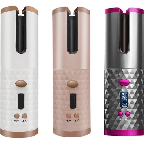 Cordless Automatic Hair Curler USB Rechargeable Curling Curls Waves LED Display Ceramic Curling roller Auto Rotating curling