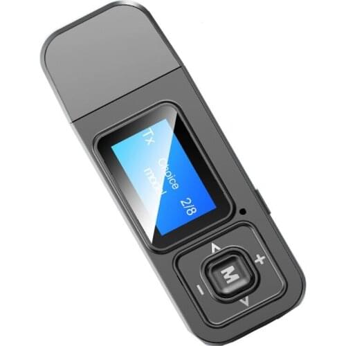 Bluetooth 5.0 Receiver Transmitter Audio Adapter LCD Display 3.5mm Aux Wireless Stereo Music Adapter For TV PC Car Speaker