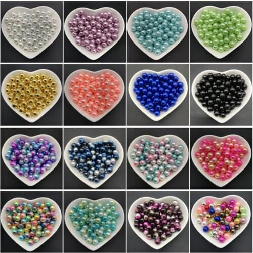 4mm 6mm 8mm 10mm No Hole Imitation Pearls Acrylic Beads Round Pearl Spacer Loose Beads For Jewelry Making