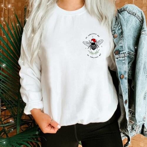 Colored Oh Christmas Bee Sweatshirt Kawaii Women Christmas Party Pullovers Funny Winter Long Sleeve Holiday Gift Sweatshirts