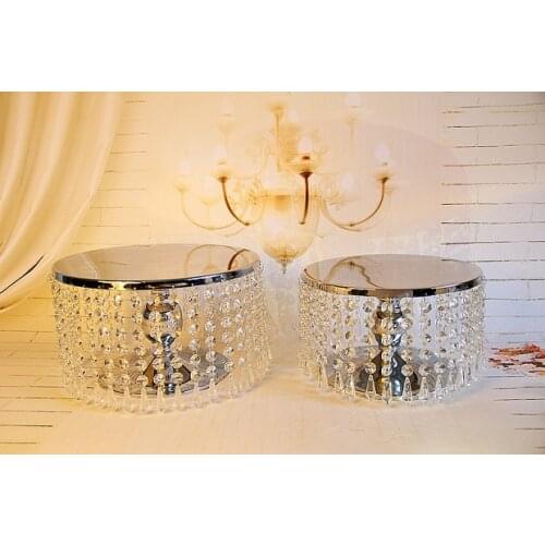 Dia 25cm + Dia 30cm Wedding decoration Centerpiece steel Round Crystal bead Cake Stand