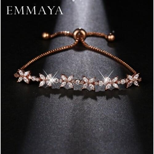 EMMAYA Romantic CZ Jewelry Leaf And Flower Cubic Zirconia Bridal Wedding Bracelets Gift For Bridesmaid