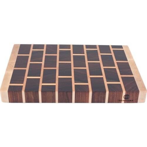 Soandora End Grain Cutting Board Walnut Maple Short Sides Maple Lane Brick Wall Pattern