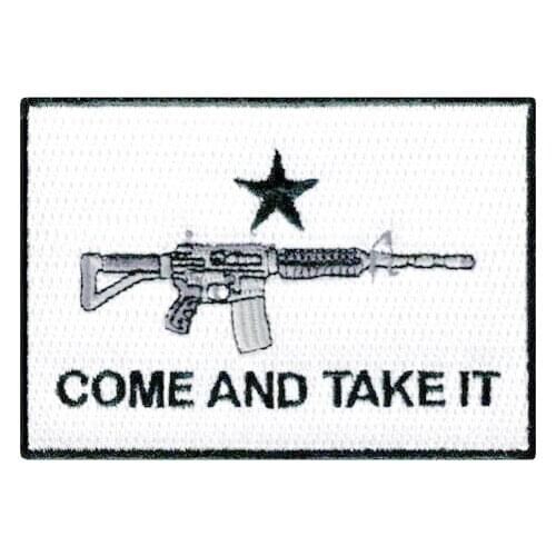 Hot! COME TAKE IT FLAG GUN PATCH iron-on embroidered RIFLE SUPPORT 2nd AMENDMENT (Size is about 10-7 cm)