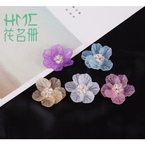 6pcs Fashion 4cm Handmade Acrylic Flowers DIY Craft Matte Flowers Earring Findings Clothing Sewing Accessories Shoes Decoration