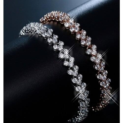 Roman Style Fashion Noble Women Crystal Diamond Bracelet Gift Jewelry Handmade Adjustable Couple Bracelet Jewelry Anniversary