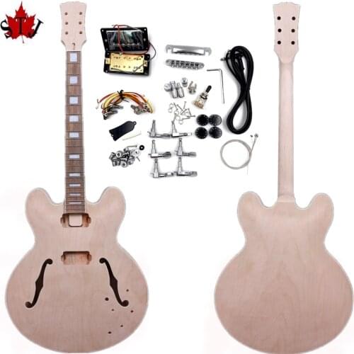 1set Guitar Kit ES335 Guitar neck Guitar Body Unfinished Hollow Electric guitar