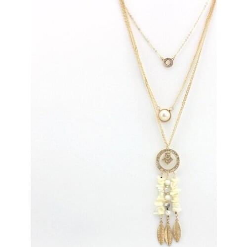 2016 new crystal jewelry natural stone circle long pearl necklaces multillayer leaf beads arrow necklace women