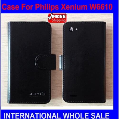 Newest Luxury Wallet Original Flip Leather Case For Philips Xenium W6610 Card Holder Wallet Bag tracking number