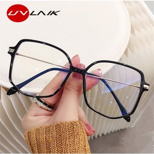 UVLAIK Anti Blue Light Blocking Glasses Transparent Computer Glasses Frames Men Women Frame Eyeglasses Black Clear Spectacles