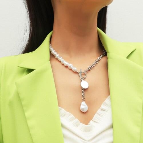 Multi Layered Bohemia Imitation Pearl Baroque Choker Necklace Round Sequins Pendant Long Necklaces for Women Jewelry