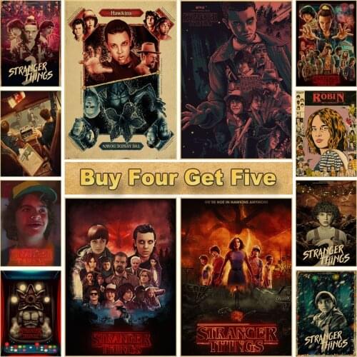 Stranger Things Poster Season 3 2 1 Characters Retro Horror TV Movie Posters Wall Art Stickers Bedroom Living Room Decor