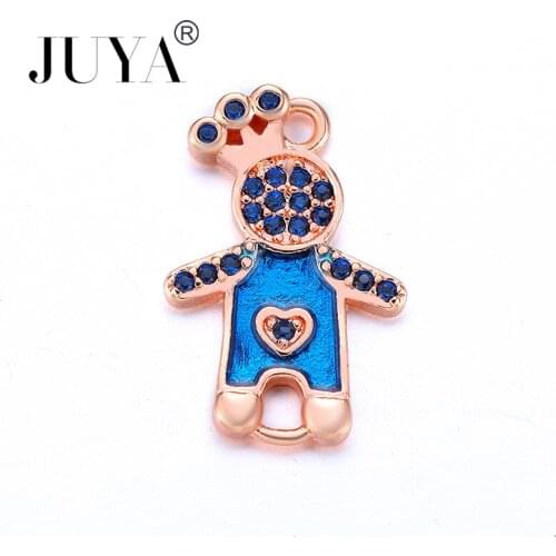 2018 NEW Jewelry Accessories Multi-color Zircon Rhinestone Enamel Kids Charms Lovely Crown Boys Connectors Pendants For Bracelet