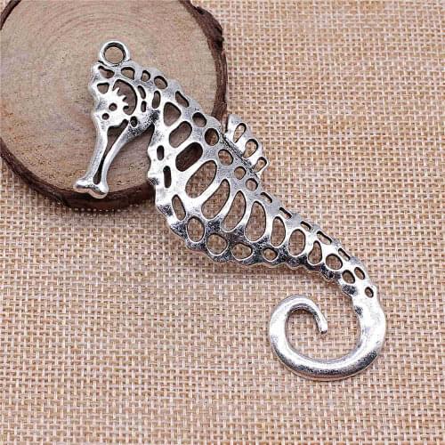 Earring Charms For Jewelry Making 2pcs Hippocampus Charms 40x90mm Antique Silver Plated