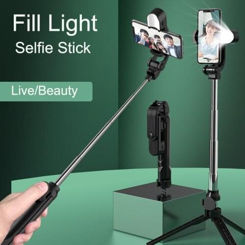 Fill Light Tripod Selfie Stick Wireless Beautification Flood Lamp Live Bluetooth Self-timer Pole Extendable Monopod For Phone