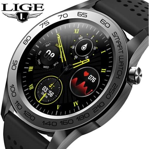 LIGE New Smart Watch Men Sports Fitness Tracker Watch Full Touch Temperature Monitor Heart Rate Waterproof Smartwatch For Women