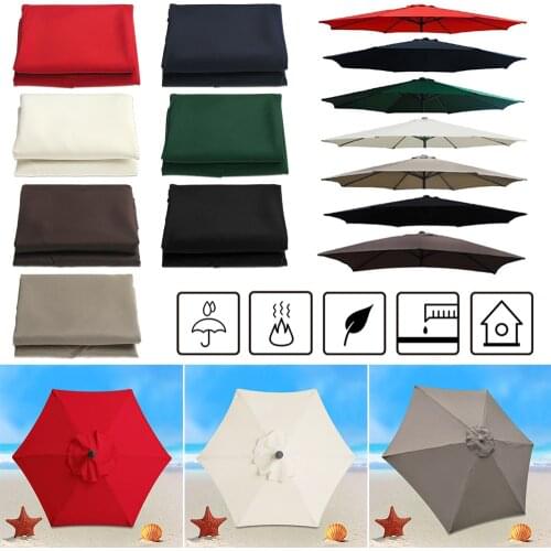 Polyester Replacement Shade Umbrella Cover Outdoor Sun Umbrella Surface Replacement Rainproof Fabric Garden Parasol Canopy Cover