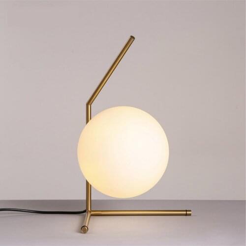 Modern Dia 20cm White Glass Ball Table Lamp For Bedroom Study Bedside Desk Light Art Decoration Home Table Lighting TA029