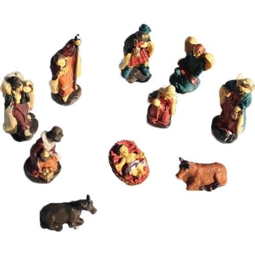 10 PCS Nativity Statue Mini Resin Religious Ornament Christ Micro Landscape Figurine Set Gift for Friend DIY LBShipping