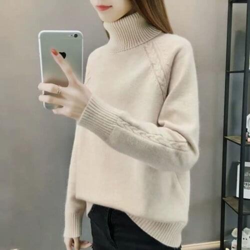 Sweater Womens High Collar Autumn New Pullover Solid Color Long Sleeve Casual Knitting Bottoming Shirt Women For Winter Jumper