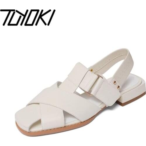 Tuyoki Size 33-40 Women Flat Sandals Real Leather Summer Shoes For Women Fashion Casual Vacation Shoes Women Footwear