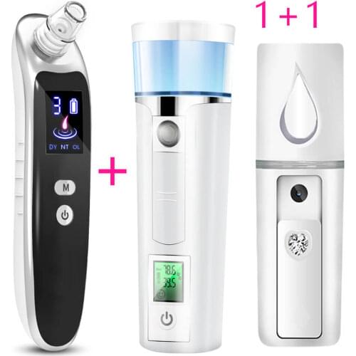 Blackhead Remover Vacuum Suction Face Deep Pore Cleaner Facial Acne Pimple Removal Extractor + Face Steamer Mini Nano Sprayer