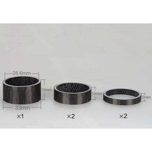 GUB TC-004 5pcs/set 1 1/8" UD Carbon Fiber Washer Bike Bicycle Headset Stem Spacers Kit For Fix Refit 5mm 10mm15mm
