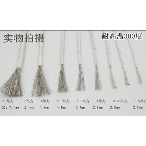 High Temperature Wire Tin Plated Copper 1 1.5 2.5 4 6 Square Glass Fiber Braid sheath silica gel Cable 300C Fire-Resistant Wire