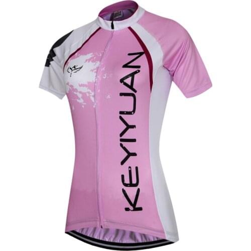 KEYIYUAN Women Short Sleeve Cycling Jersey MTB Road Bike Downhill Shirt Top Quick Dry Riding Racing Bicycle Clothes