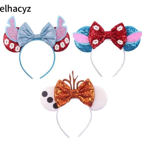 1PC Chic Glitter Bow Mouse Ears Headband Women Fashion Bunny Ears Sequin Bow Hair Band Girls Hair Accessories 2021 New Headbands