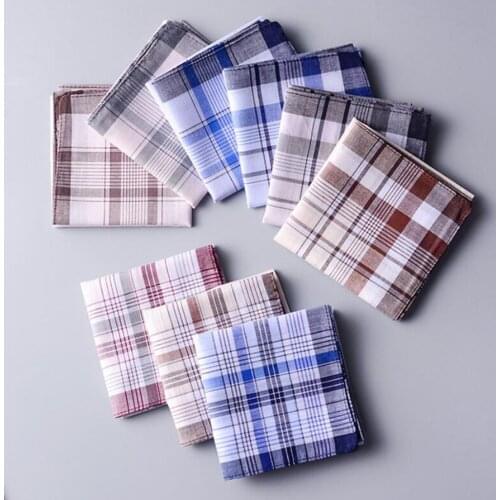 10pcs Mens Handkerchiefs 100% Cotton Pocket Square with Stripe Hankies Gift Soft Washable Hanky