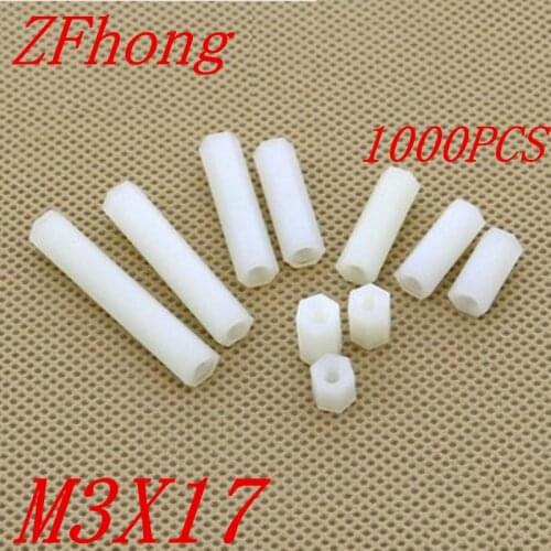 1000pcs m3*18 M3 x 18 plastic PC female female white hex nylon standoff spacer