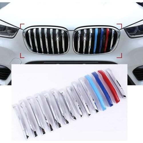 14pcs Front Grill Cover Decoration Trim For BMW X1 F48 2016 2017 ABS Chrome Accessories Car Styling New Arrivals