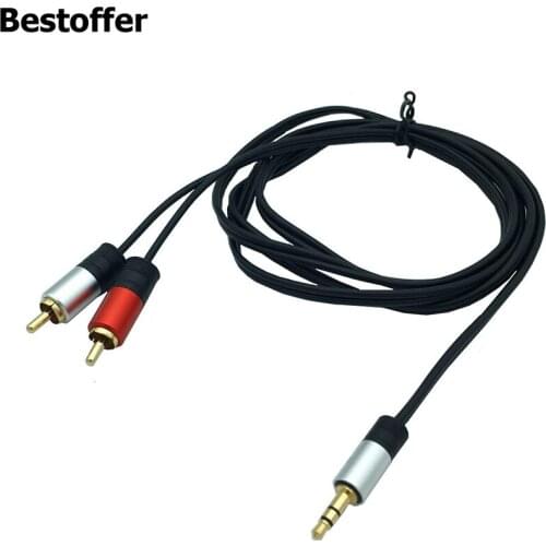 3.5mm Aux to 2RCA Y Splitter Stereo Audio Cable Male Type OFC Conductor High Flexible PVC Jacket Dual Shielding Gold Plated 10m