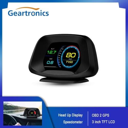 3inch Head Up Display OBD2 Car HUD TFT LCD GPS Dual System Digital Speedometer Overspeed Warning RPM Water Temperature Alarm