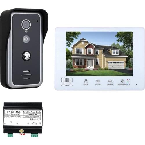7 Inch 2 Wire Video Doorbell Intercom Systems 1000TVL Camera Door Phone for Private Condo Villa House Office Apartment