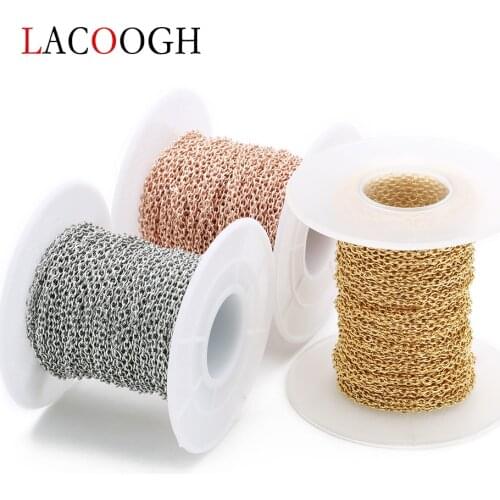 10 Yards/roll 1/1.5/2/2.5/3mm Stainless Steel Chains Bulk Necklace Components Cross Link Chain For DIY Jewelry Making Findings
