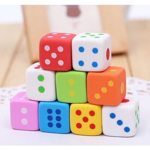 3Pcs/pack Novelty Dice Shaped Erasers for Kids Children Candy Color Rubber Eraser Kawaii Stationery School Supplies Random Color