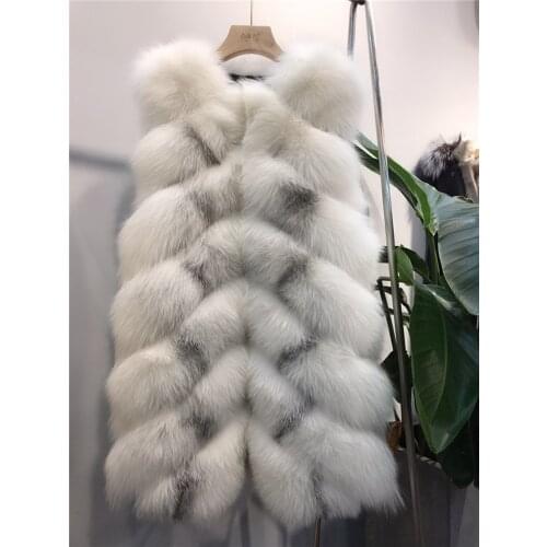 Finland Import Fox Fur Vest For Women Long Real Cross Fox sleeveless waistcoat